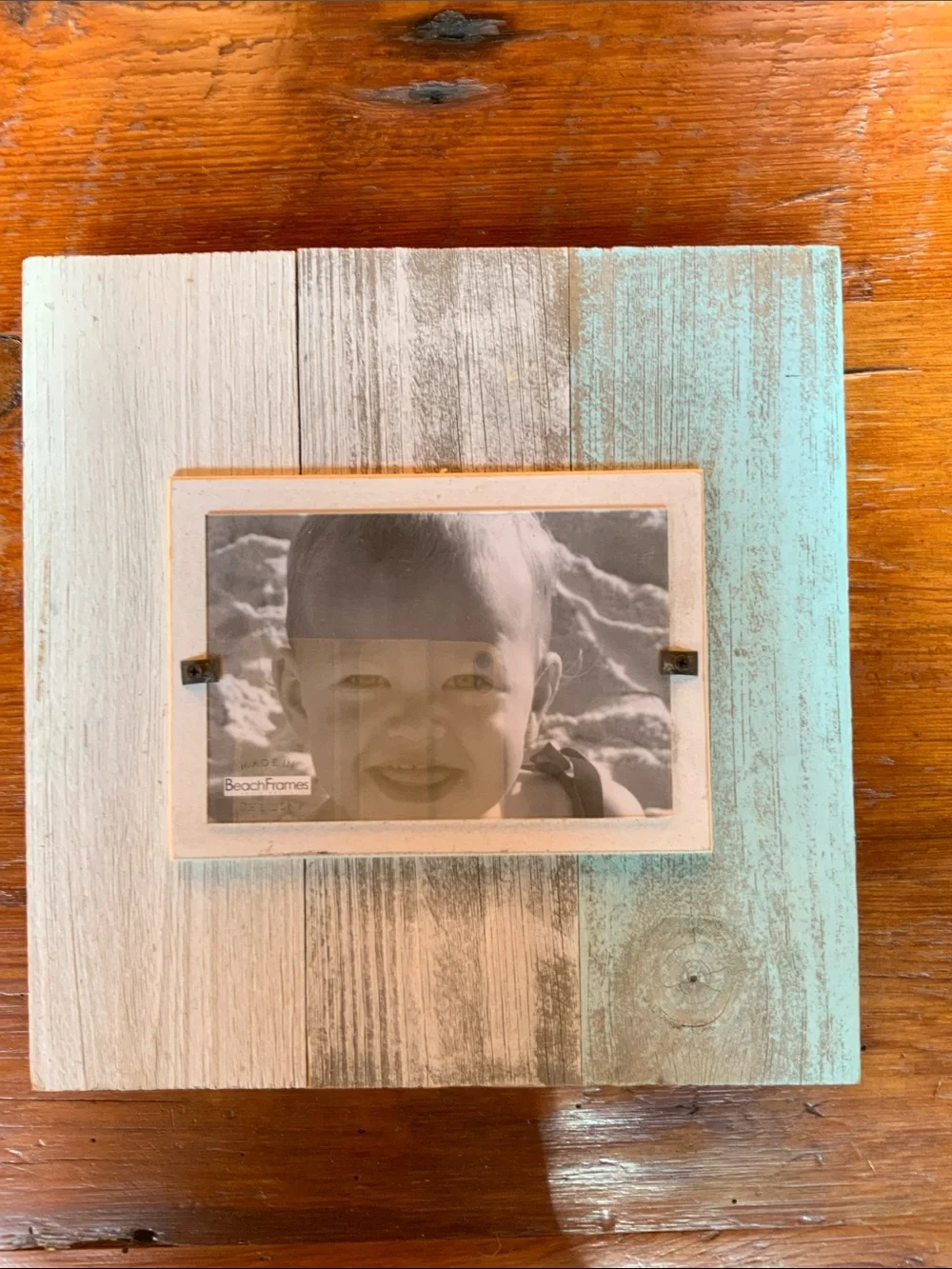 🌱 New Beach Frames Rustic White & Aqua Wood Picture Frame